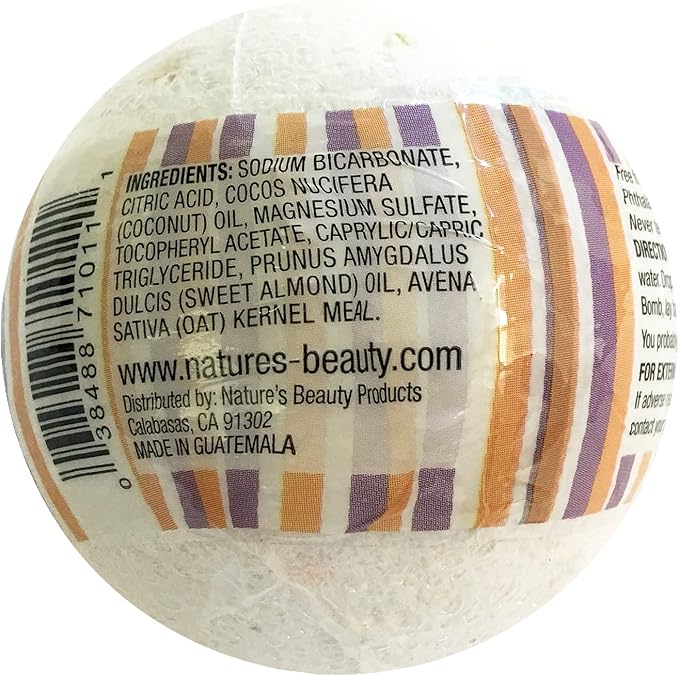 Nature's Beauty Oatmeal Fragrance-Free Bath Bomb Multi-Pack - Natural Hand Crafted, Non-Staining, Luxury Fizzy Spa Bomb, Sooth Dry + Itchy Skin Made w/Almond + Coconut Oil, 4.6 oz (4 Pack)