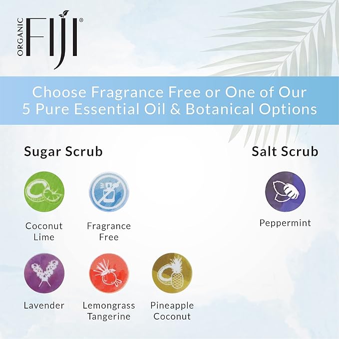 Organic Fiji Whole Body Scrub - Infused with Coconut Oil, Exfoliating Sugar Scrub for Smooth and Soft Skin, Exfoliates & Restores Skin's Natural Biosphere, Fragrance Free 20 oz - Bloomnest