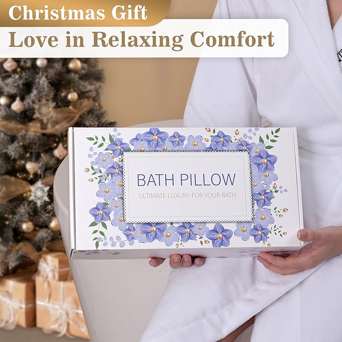 Bath Pillow Luxury Bathtub Pillow, Extra Soft & Comfortable Bath Pillow for Tub Head Neck and Back Support, with 4D Air Mesh Cushions & Non-Slip Suction Cups - Great Bath Gifts (Gray)