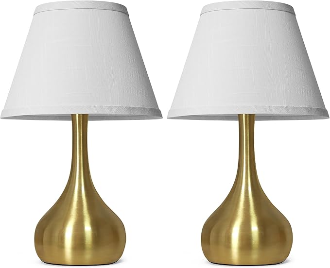 Touch Table Lamp for Bedroom Set of 2, 3-Way Dimmable Bedside Lamp for Nightstand, 17” Modern Metal Desk Lamp with Linen Shade for Living Room, Kids Reading, Dorm, Home Office Decor, Bulb Included - Bloomnest