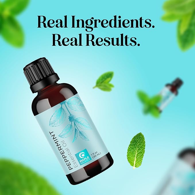 Peppermint Essential Oil for Diffuser Aromatherapy - 100% Pure Peppermint Oil for Hair Skin and Nails Plus Undiluted Refreshing Aromatherapy Essential Oil for Diffusers Baths and Topical Uses 1oz - Bloomnest