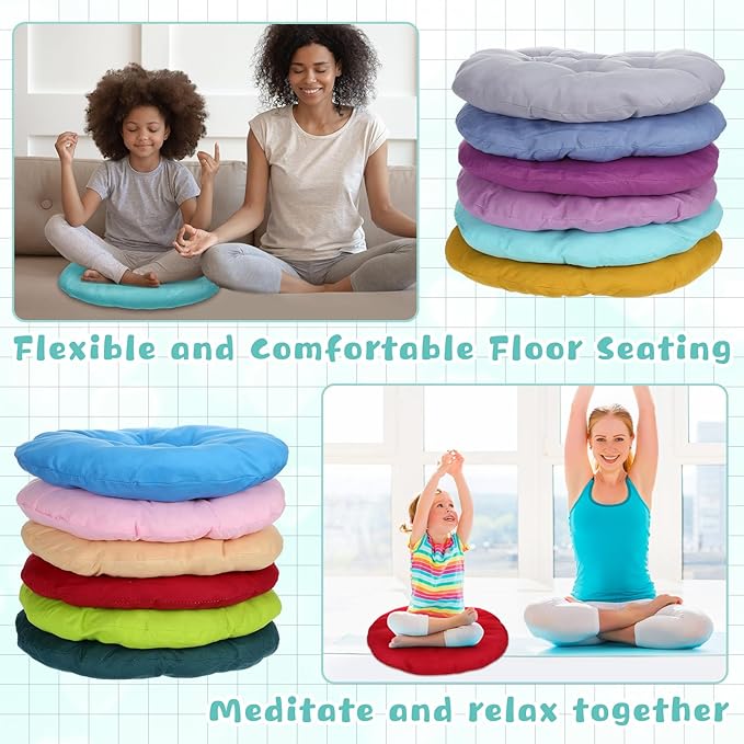 Tinideya 24 Pcs Round Floor Cushions Floor Pillows Meditation Seat Pillows Flexible Seating for Adults Kids, Chair Cushions for Classroom, Nursery, Living Room, Yoga(Medium 15.7 Inch,Multi Color) - Bloomnest