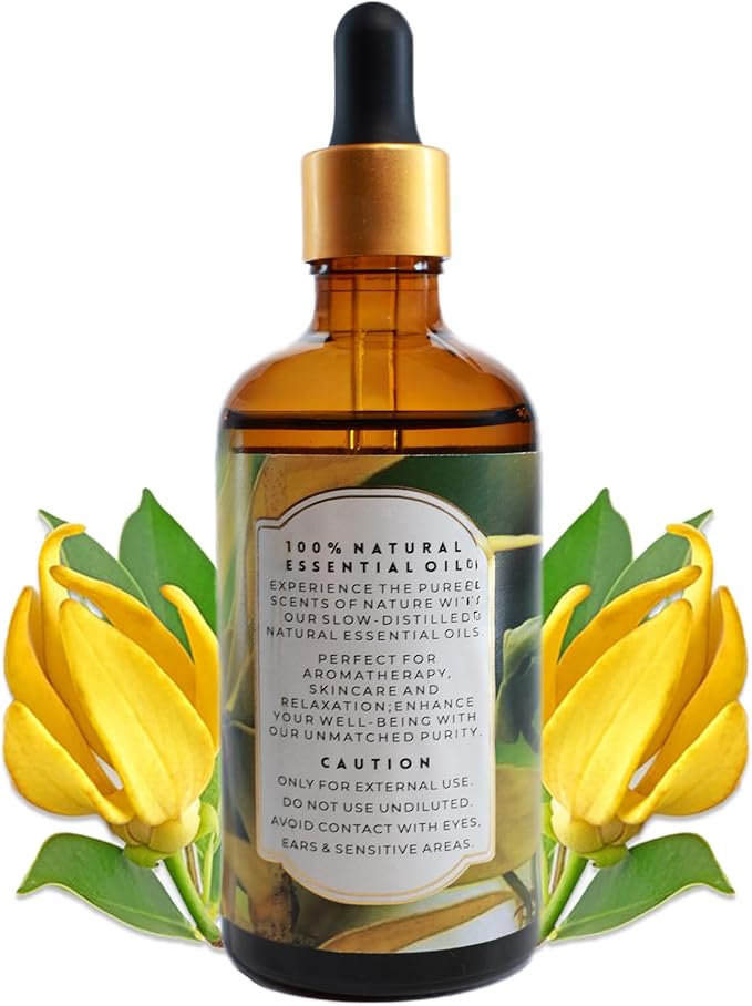 Luxurious YLANG YLANG Essential Oil by Enhanced Essentials|Slow Distilled & Pure| for Home,Diffusers,Skin Care,Aromatherapy,Bath, Massage,Perfume,Gifting,Soap and Candle Making|3.38 Fl Oz (100 ml) - Bloomnest