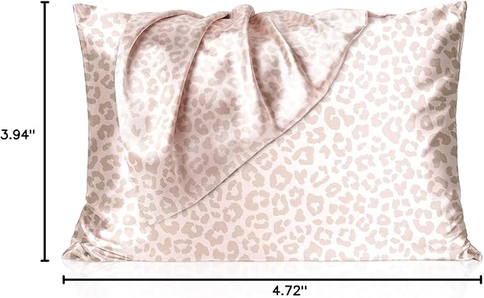 Yanibest 2 Pack Leopard Satin Pillowcase, Silk Pillow Cases for Hair and Skin with Zipper, Queen Pillow Cases Set of 2 for 20"x30", Exquisite Packaging for Women Men - Bloomnest