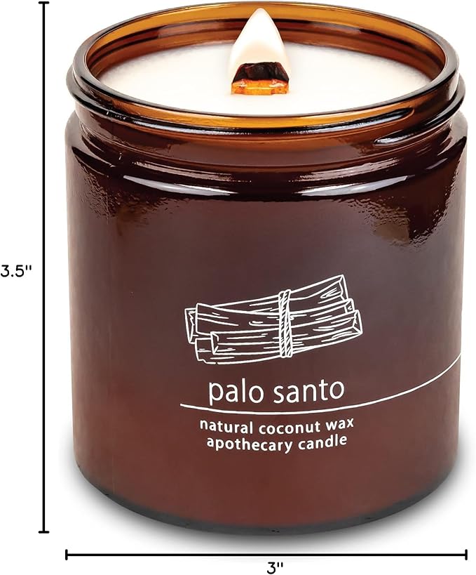 Hemlock Park Crackling Wood Wick Candle Handcrafted with Natural Coconut Wax (Large 16 oz, Palo Santo) - Bloomnest