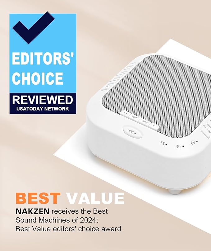 Sound Machine - White Noise Machine with Night Light & Sleep Timer, 28 Non Looping Natural Soothing Sounds, Sleep Therapy for Baby, Adults, Home, Office, Travel - Bloomnest
