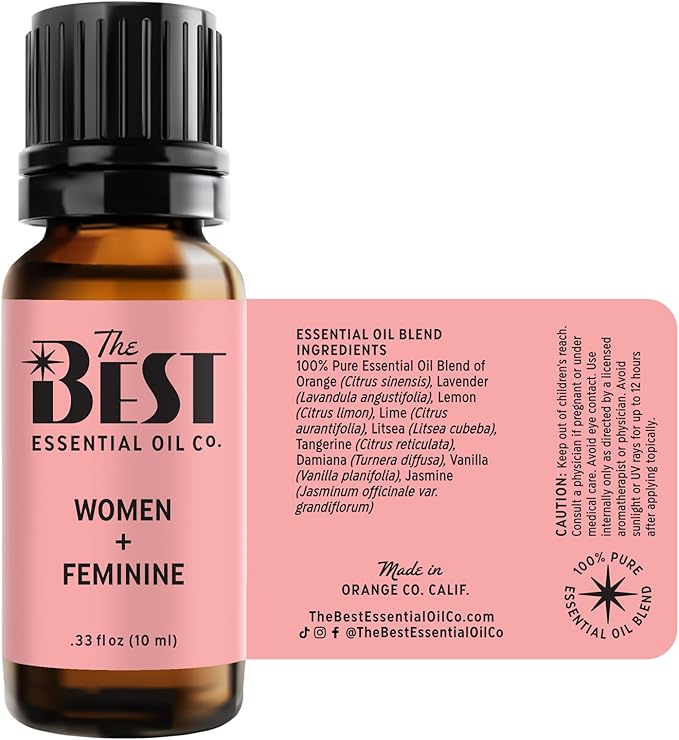 The Best Women + Feminine Essential Oil Blend- Premium Grade- 100% Pure & Natural for Aromatherapy, Diffuser, Spa, Massage, Air Freshener- 10 ml (.33 fl oz) - Bloomnest