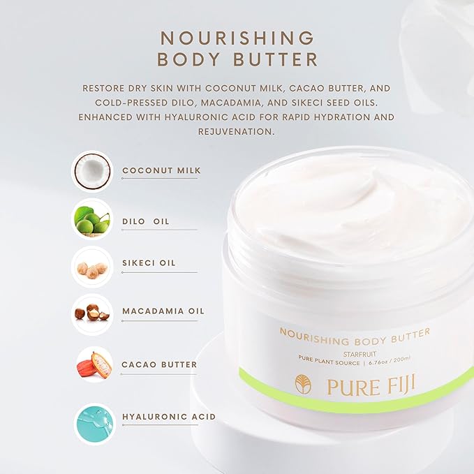 PURE FIJI Nourishing Body Butter, Starfruit (6.7oz/200ml) - Bloomnest
