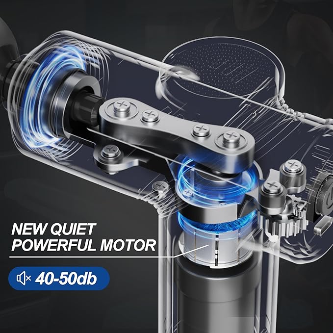 Deep Tissue Massage Gun Portable, Mini Electric Muscle Massager, Suitable for Relieving Back, Neck and Body Pain, with 4 Heads and 6 Speeds, Black - Bloomnest