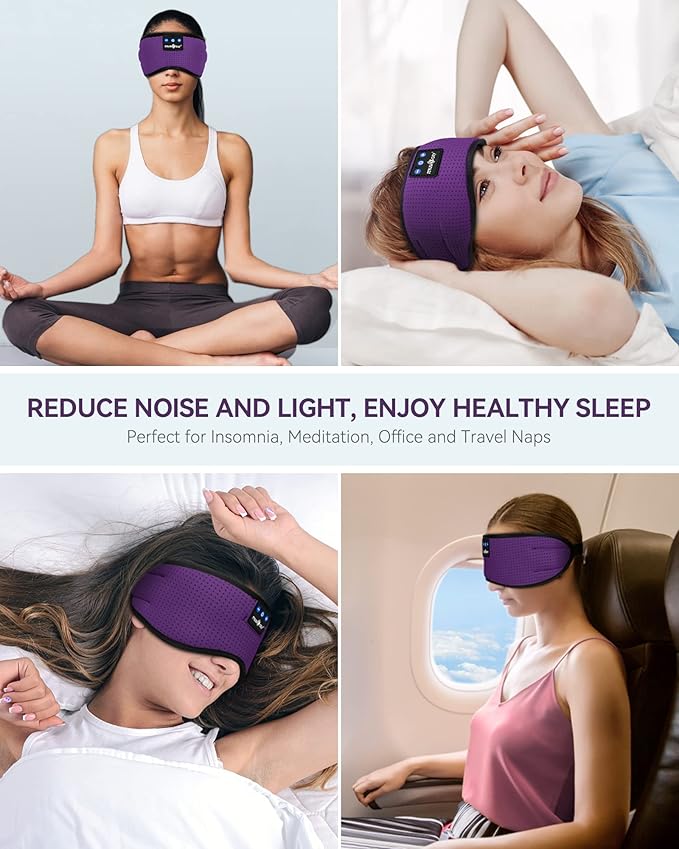 MUSICOZY Sleep Headphones Bluetooth 5.4 Headband Headphones Super Soft & Breathable, Wireless Sleeping Eye Mask Earbuds Earphones for Side Sleepers Mom Women Cool Tech Gadgets Gifts - Bloomnest
