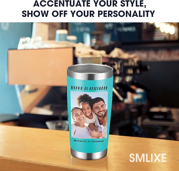 Personalized Custom Tumbler Print in USA 48 Pcs 20oz Stainless Steel Coffee Cup with Lid & Straw Double Wall Insulated Tumbler with Colorful Text Logo Photo - Bloomnest