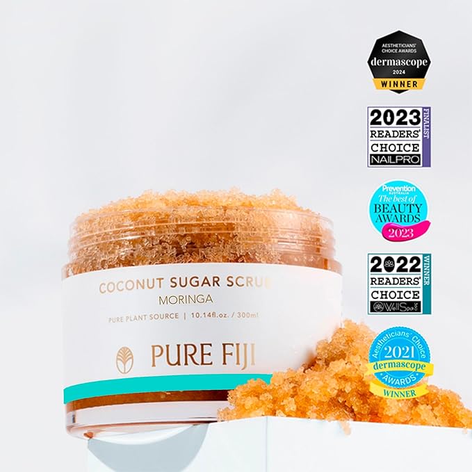 Pure Fiji Coconut Sugar Body Scrub, Moringa (10.14 Oz /300ml) - Bloomnest