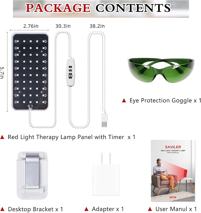 Red Light Therapy, Handheld Red Light Therapy for Face with Adjustable Stand, 660nm & 850nm Infrared Red Light Therapy Device at Home and Office Use SAVILER