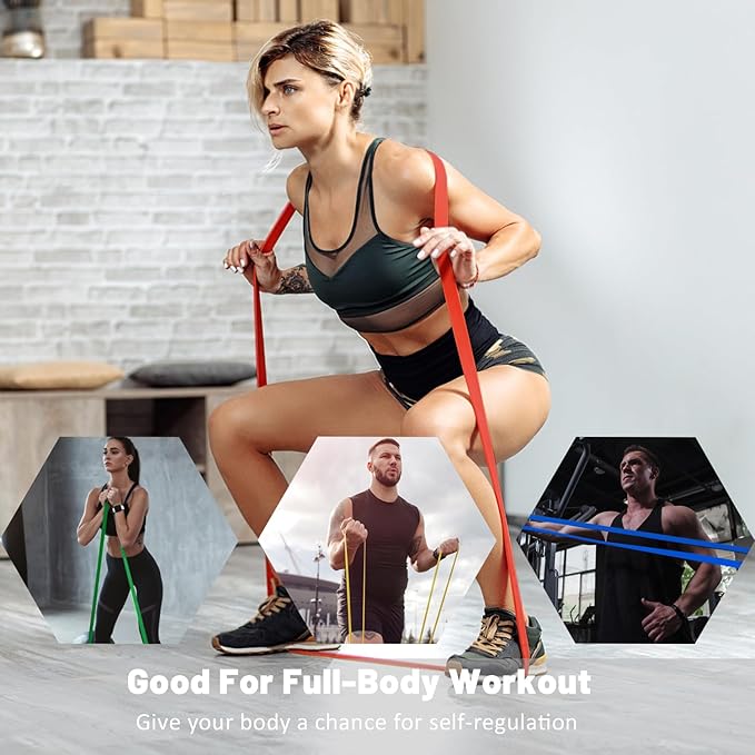 Resistance Bands, Pull Up Assist Bands - Workout Bands, Eexercise Bands, Long Resistance Bands Set for Working Out, Fitness, Training, Physical Therapy for Men Women - Bloomnest
