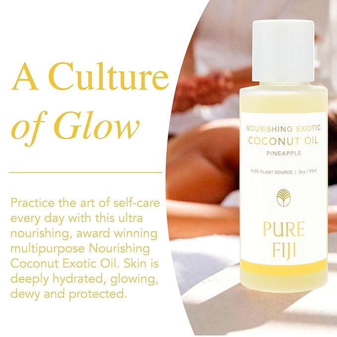 PURE FIJI Travel Size Nourishing Exotic Coconut Oil, Pineapple (3oz/90ml) - Bloomnest