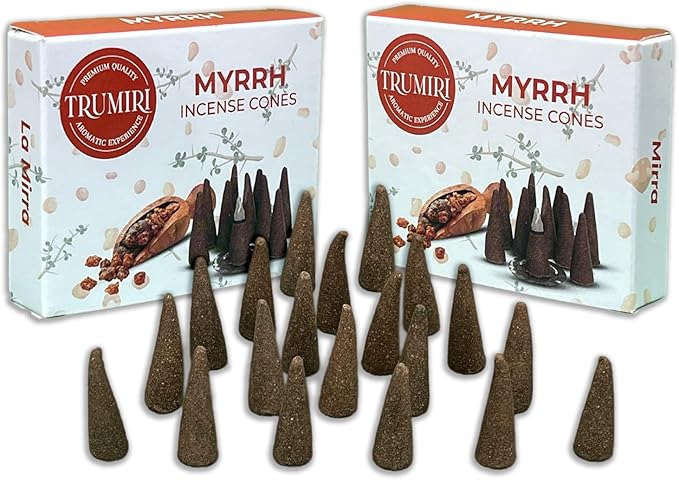 TRUMIRI Myrrh - Scented Incense Cones - Total 20 Cone Incense - Dual Pack of 10 Insence Cones - Incense Cones Scented - Cone Incense Scents - Insense Cones - Incent Cone TRUMIRI