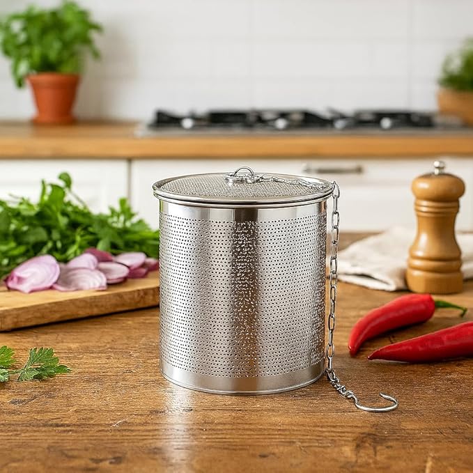 Stainless Steel Seasoning Strainer | Large Capacity Tea Mesh Tea Infuser Strainer with Extended Chain for Cooking Seasoning Filter - Bloomnest
