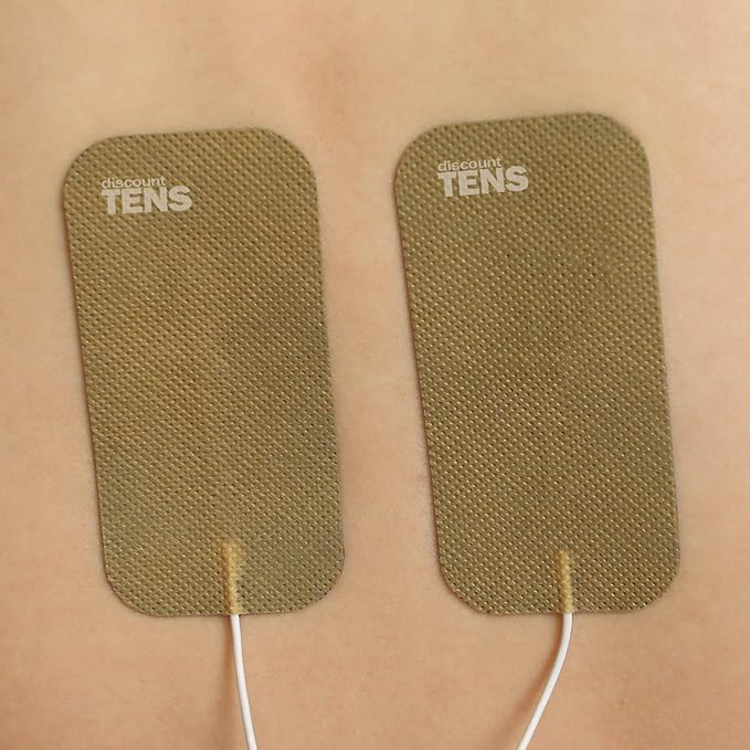 Discount TENS Brand Premium Wired Electrode Pads Compatible with TENS 7000 – 8 Pack of Large 2"x4" Self-Adhesive Replacement Electrodes for TENS EMS Units with 2mm Pin Connectors Discount+TENS