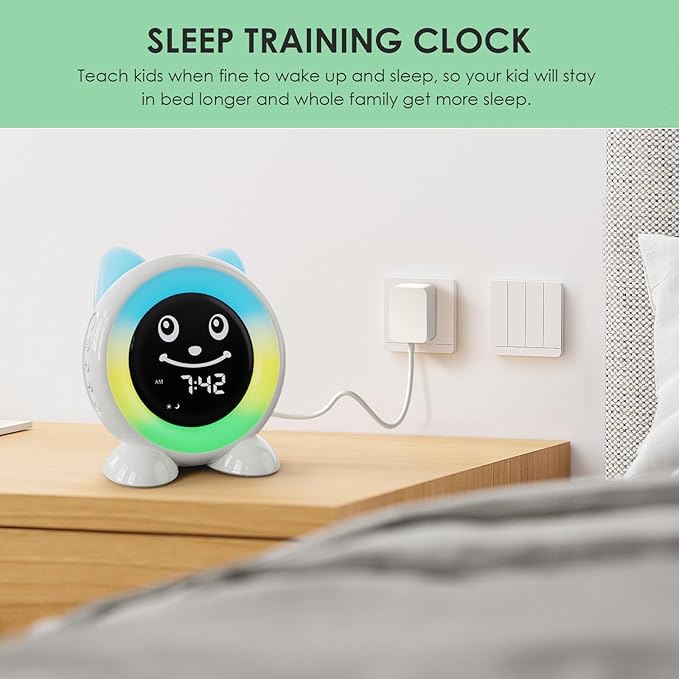 Toddlers Sleep Training Clock, Kids Alarm Clock with Night Light & Nap Timer, Ok to Wake Clock for Girls and Boys - Bloomnest