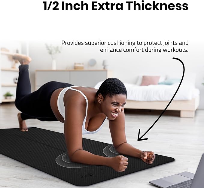 Extra Wide Yoga Mat for Men Women (72"L x 36"W) Non Slip Fitness & Exercise Mat with Alignment Marks for Yoga, Pilates, Floor Workouts - Bloomnest