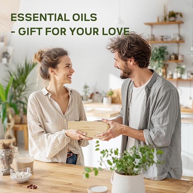 Essential Oils for Diffusers for Home – 12-Pack Essential Oil Set for Sleep & Refreshing Scents – Premium Aromatherapy Diffuser Oils Scents for Home in Wooden Gift Box, Best Gift for Any Occasion - Bloomnest