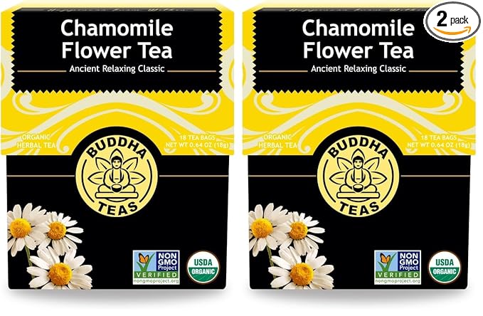Buddha Teas Organic Chamomile Flower Tea - OU Kosher, USDA Organic, CCOF Organic, 18 Bleach-Free Tea Bag (Pack of 2) - Bloomnest