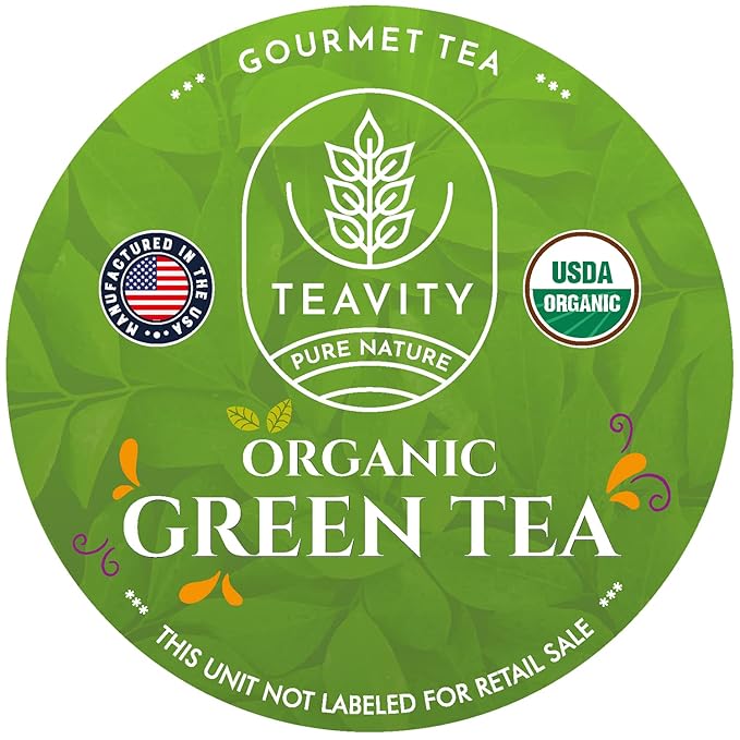 Organic Green Tea Pods for Keurig - Unsweetened Green Tea for K Cup Machines by Teavity (12 Tea Pods) - Bloomnest