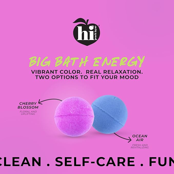 Hi Peach Layne Cherry Blossom Bath Bombs 12-Pack (3.5 oz Each) – Vegan, Clean Beauty Spa Gifts for Women & Kids, Fun Fizzing Bath Bombs for Girls - Bloomnest
