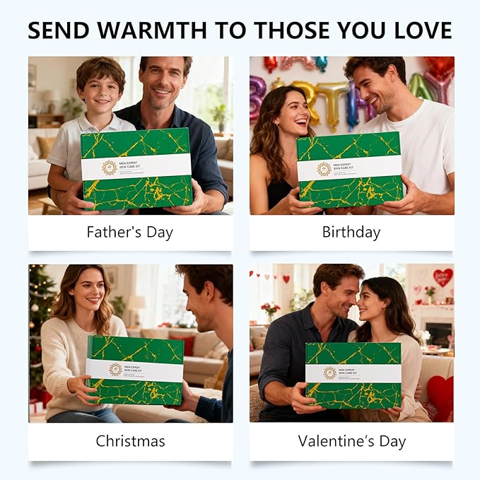 Valentines Day Gifts for Men, 30 Pcs Men Bergamot Facial Skin Care Set, Beard Grooming Kit, Spa and Bath, Self-Care Gift, Face Cleanser, Beard Oil, Serum, Parfume, Birthday, Christmas, Husband, Dad