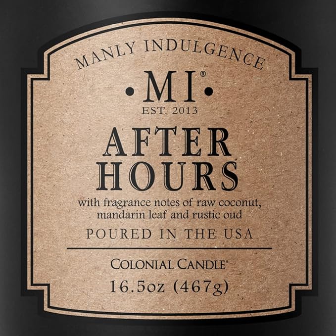 Manly Indulgence After Hours Scented Candles for Men, 16.5 oz Single Wick, Premium Soy Blend Wax, 60H Burn, Candles for Home Scented โ Made in The USA - Bloomnest