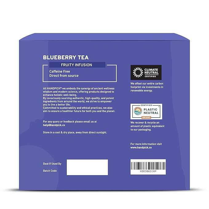 HANDPICK, Wild Blueberry Tea Bags (100 Count), True Premium Blueberry Herbal Tea with Hibiscus, Rose & Licorice | Brew Iced/Hot Tea - Bloomnest