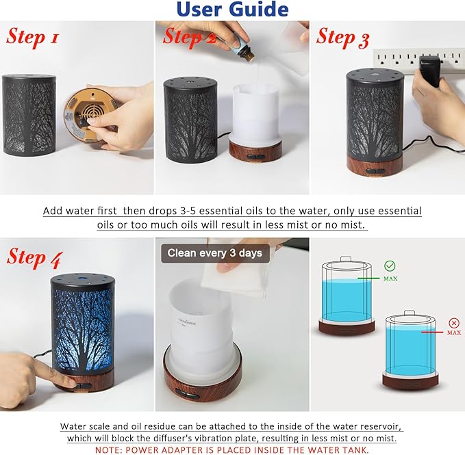 Oil Diffuser with Essential Oils Set – Aromatherapy Diffuser 150ml with 6 Essential Oils Set, Diffuser for Essential Oils, Auto Off Protection 7 Colors Night Light Gifts for Mom(Diffuser & Oils Set) - Bloomnest
