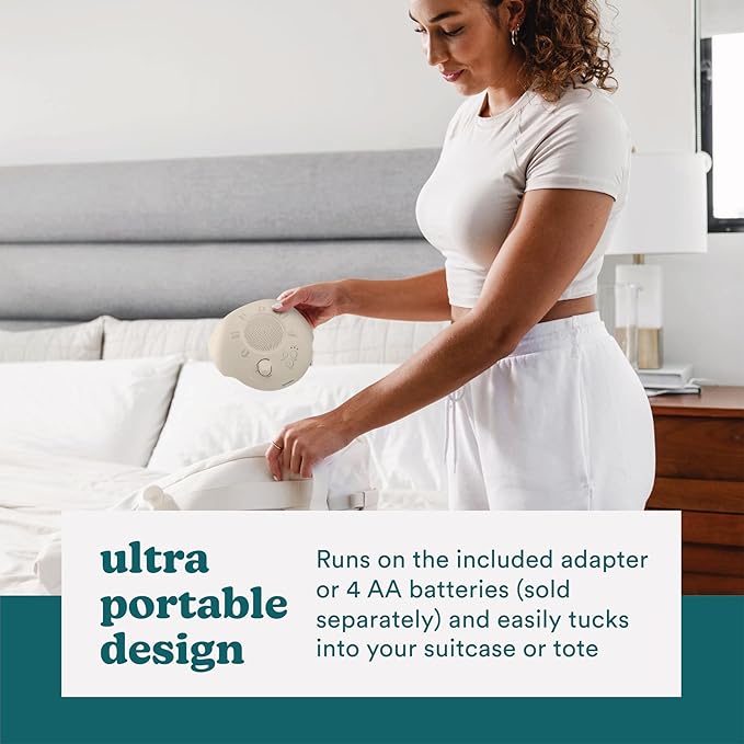 Homedics Sleep Better Portable Sound Machine, Night Light,12 Soothing Sounds Including White Noise, Rain, and Thunderstorm, Ultra-Portable Design, Auto-Off Timer, Ideal for Travel & Baby Sleep, Cream - Bloomnest