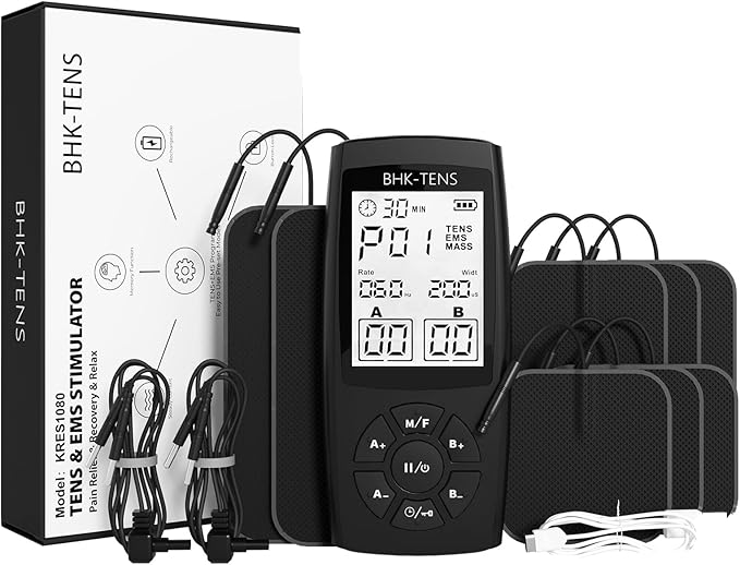 TENS Unit Muscle Stimulator for Pain Relief Therapy, 22 Modes EMS TENS Machine, Electronic Muscle Relaxer for Shoulder Pain Relief, Back Pain, Shoulder Neck Pain Relief BHKTENS