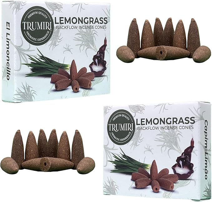TRUMIRI Lemongrass Backflow Incense - Dual Pack of 10 Cones - Waterfall Effect TRUMIRI