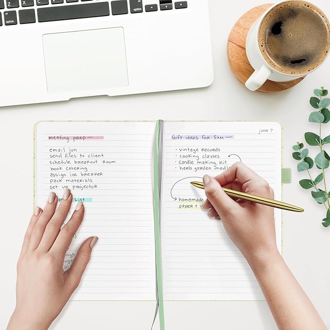 &And Per Se Lined Journal Notebook for Women&Men with Pattern, 160 Pages 100GSM Thick Paper, A5 Hardcover Journals for Writing(Light Green) - Bloomnest