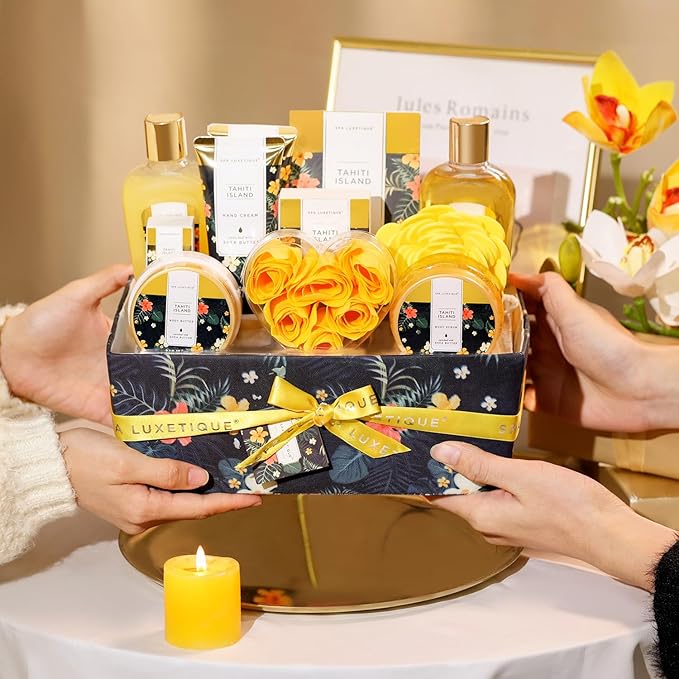Spa Luxetique Bath Gift Set - 12pcs Spa Gift Basket With Bubble Bath, Bath Bombs, Essential Oil, Body Scrub, Hand Cream - Perfect for Mom's Birthday or Mother's Day - Bloomnest