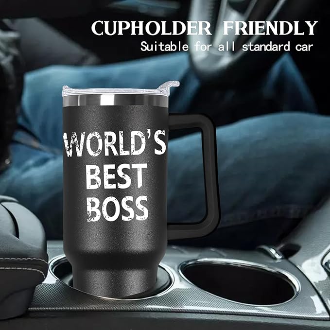 Ceovfoi 40 oz Boss Tumbler for Men - Stainless Steel Insulated Mug with Handle, Lid & Straw, Boss Office Supplies, Perfect Father’s Day/Birthday/Christmas Gifts for Dad, Grandpa, Husband - Bloomnest