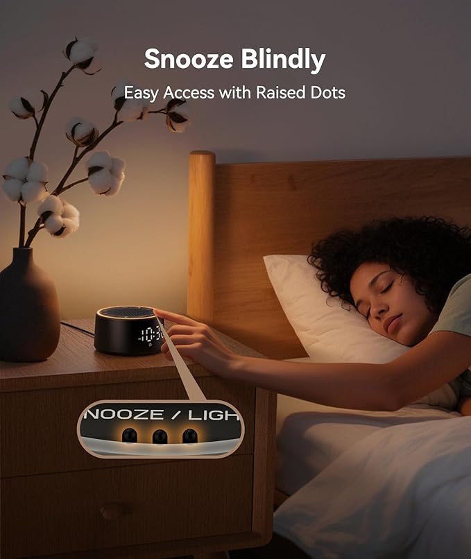 Dreamegg Sound Machine for Sleep - D1 Nova White Noise Sound Machine for Baby Adult with Alarm Clock, Soothing Sounds, Dimmable, White Noise Alarm Clocks for Bedrooms Heavy Sleepers Travel, Black - Bloomnest