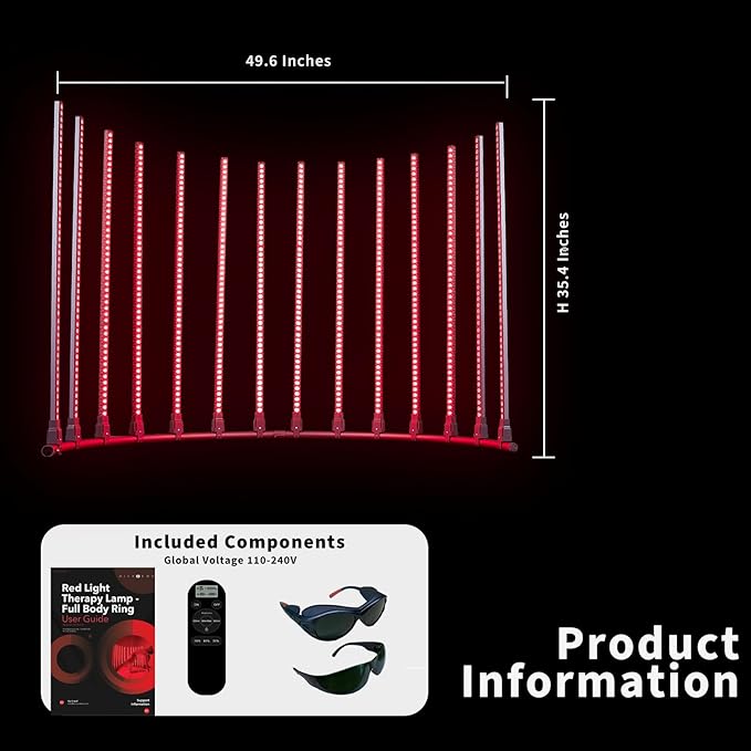 Red Light Therapy Lamp, Full Body Infrared Light with 850nm x2 & 660nm x1 LEDs, Head-to-Toe Coverage for Wellness Support, Recovery & Pain Relief, Semi Ring Design MicroENE