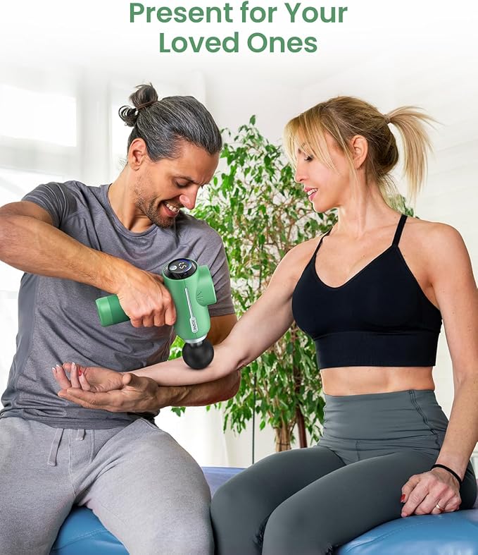 RENPHO Massage Gun Deep Tissue, Portable Percussion Massager for Back and Neck, Gifts for Men and Women, Handheld Device with Carry Case, Active Green - Bloomnest