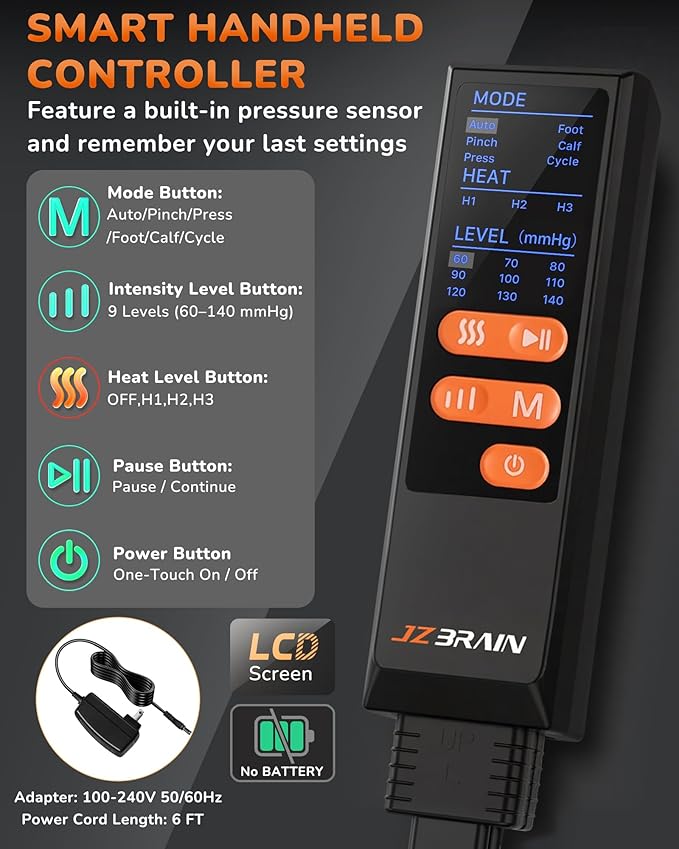 Leg Massager with Heat and Compression : Foot and Calf Massager for Circulation and Pain Relief, Sequential Compression Boots with 6 Modes, 9 Intensity, 3 Heat for Mom, Dad, Him, Her - Bloomnest