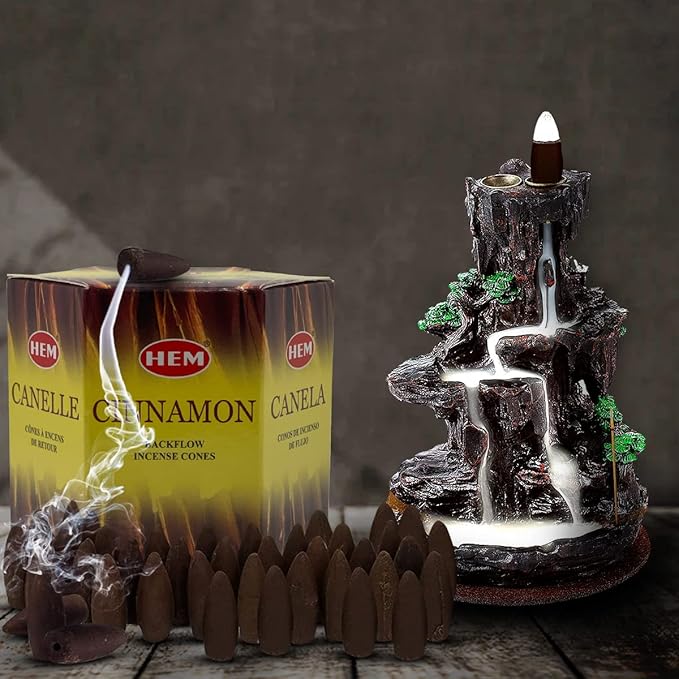 Cinnamon Backflow Incense Cones for Waterfall Aromatic Smoke Fountain Haze Falls