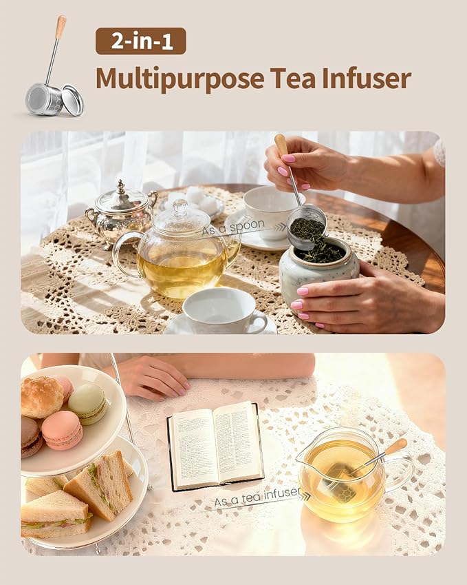 HOUSE AGAIN Tea Strainers for Loose Tea, 304 Stainless Steel Tea Infuser with Heat Proof Handles, Reusable Extra Fine Mesh Tea Infuser Filter,Loose Leaf Tea Steeper for Brew Tea Spices & Seasonings