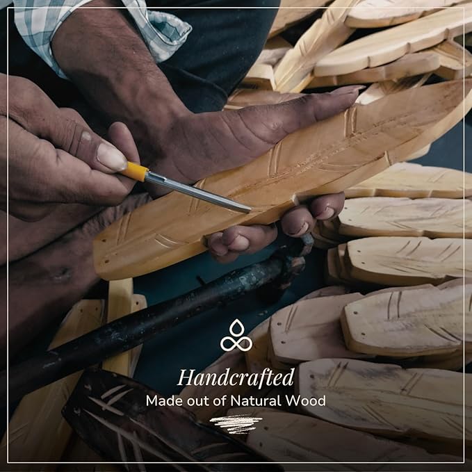Handmade Wooden Incense Holder - Pack of 2 Incense Holder for Sticks | Double Coloured Leaf Shaped Insence Trays | Natural Mango Wood Insence Holder for Relaxation and Meditation (10 Inch) - Bloomnest