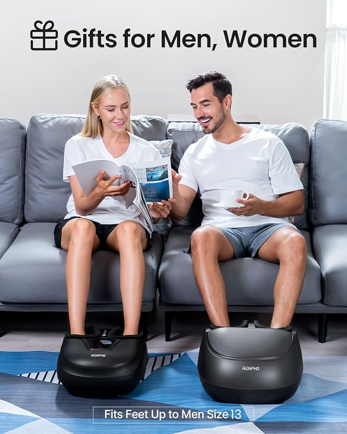RENPHO Full Foot Massager Machine, 2026 Upgraded Shiatsu Foot Massager with Heat, FSA Eligible HSA Store Eligible, Plantar Fasciitis Massager, Birthday Gifts for Women Mom Men Dad, Fits Up to Size 13 - Bloomnest