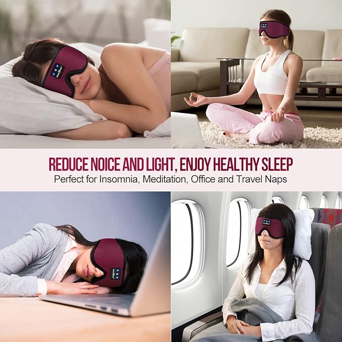 MUSICOZY Sleep Headphones Bluetooth 5.4 Headband Sleeping Eye Mask for Mom Women Men Wireless Music Earbuds Earphones for Side Sleepers Built-in HD Speakers Cool Gadgets Unique Gifts - Bloomnest