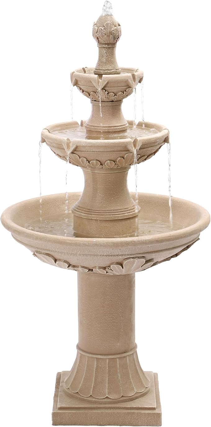 MAGIC UNION Outdoor Garden Water Fountains, 48.4''H Italian Style Fountains and Waterfalls Outside, 3-Tier Large Bubbler Cascading Indoor Floor Water Fountain Features with Pump for Home Yard Decor - Bloomnest