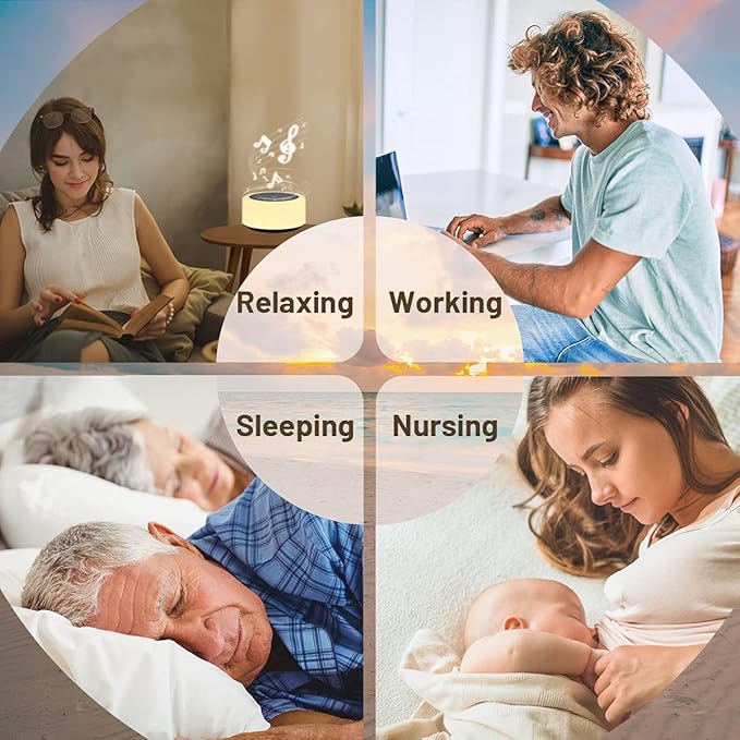 Soother Sleep Sound Machine Night Light White Noise Machine with 30 Soothing Sounds & 12 Color Night Lights for Baby Kids Adults Brown Noise Machine with Timer & Continuous Play for Home Travel Office - Bloomnest