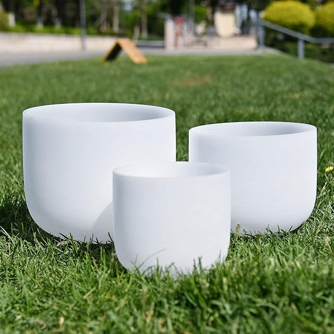 Ryan Dvan 8-12 Inch Set of 3 Forested Quartz Crystal Singing Bowl Chakra Set with Free 1 pc Carrying Case - Bloomnest